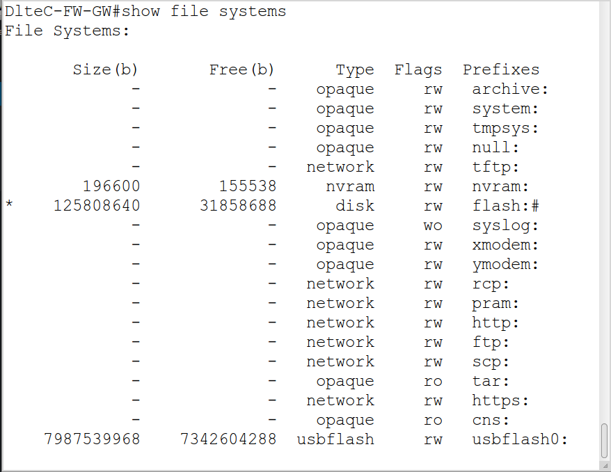 Cisco IOS - show file systems