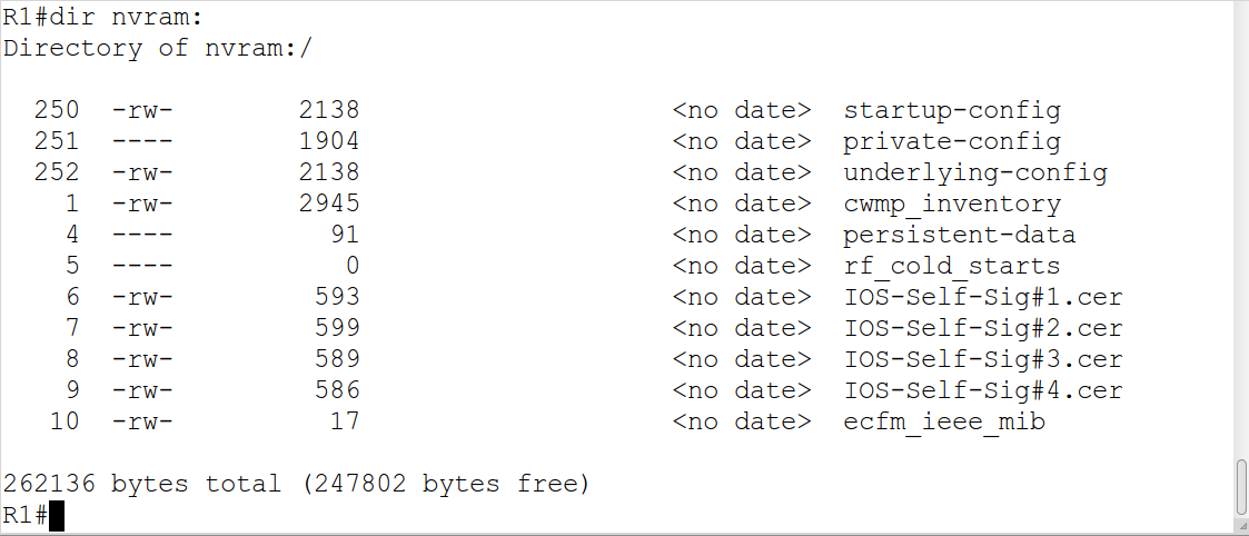 Cisco IOS - dir nvram: