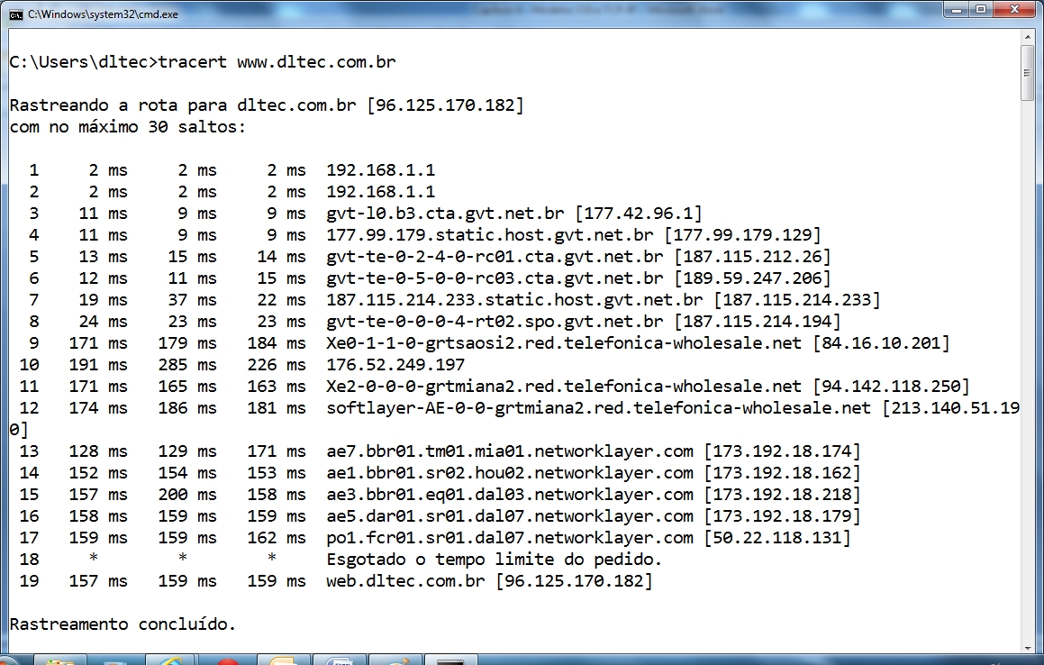 ICMP - Exemplo Tracert